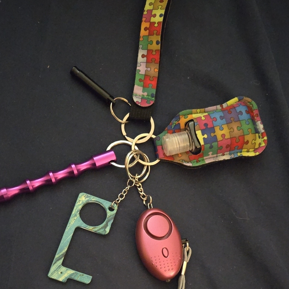 Colorful Puzzle Piece Lanyard with Accessories